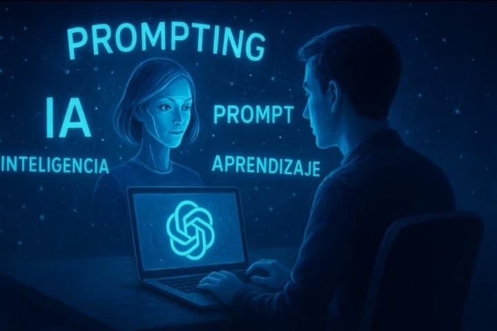 Cómo usar ChatGPT paso a paso para principiantes (Guía completa 2026) Persona escribiendo un prompt claro en ChatGPT para obtener mejores respuestas.